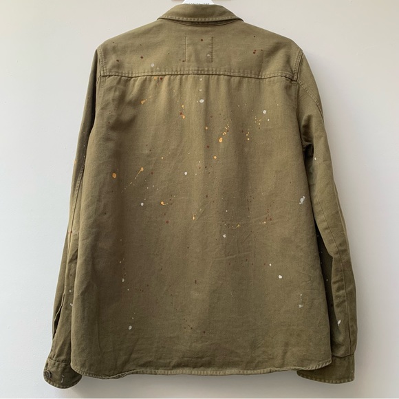Zara khaki denim shacket chore shirt jacket paint splatter size medium - Picture 3 of 10